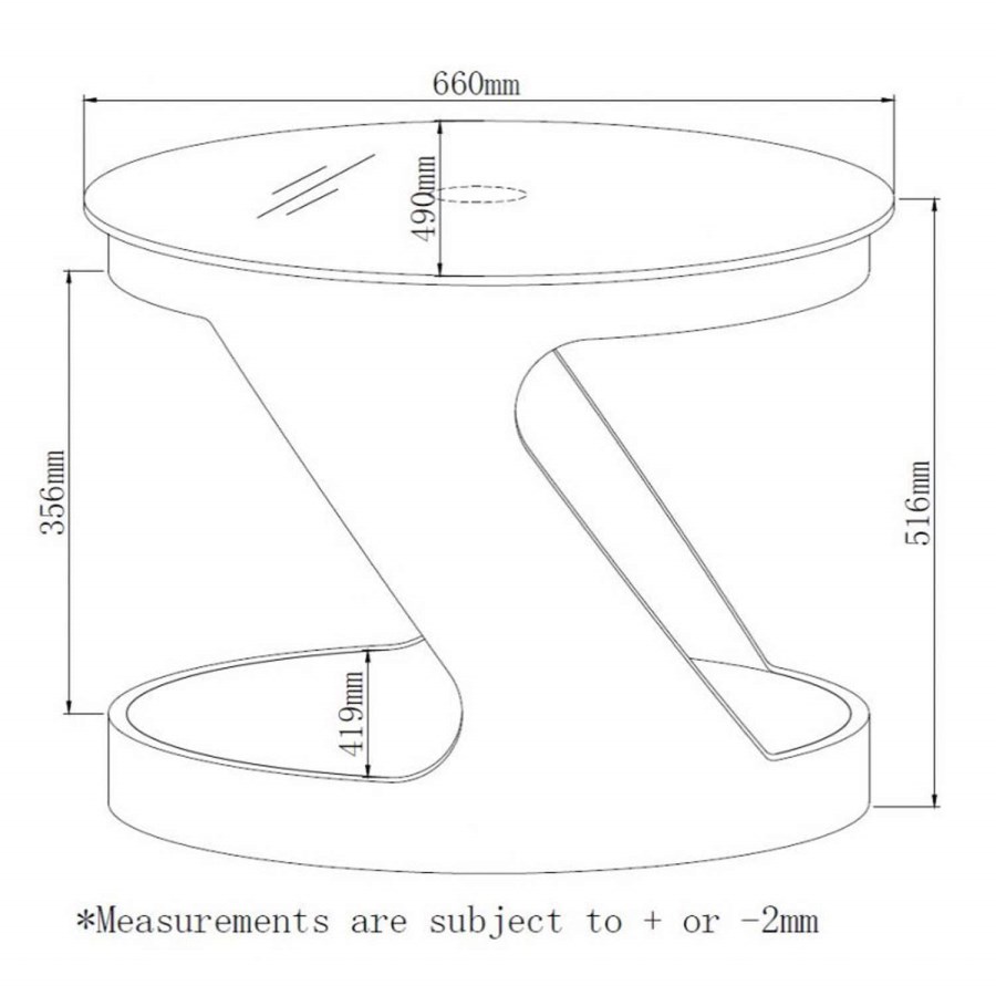 Jual Furnishings Curve Round Lamp Table in Walnut and Black Glass