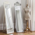 FOL100035 Lambeth Wood Cheval Mirror Silver - Caspian House