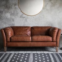 Brown Vintage Leather 2 Seater Sofa - Caspian House Brown Vintage Leather 2 Seater Sofa - Caspian House