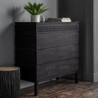 Caspian House Solid 4 Drawer Chest of Drawers in Black Caspian House Solid 4 Drawer Chest of Drawers in Black
