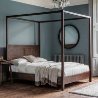 King Size Four Poster Bed Frame in Mango Wood - Retreat - Caspian House King Size Four Poster Bed Frame in Mango Wood - Retreat - Caspian House