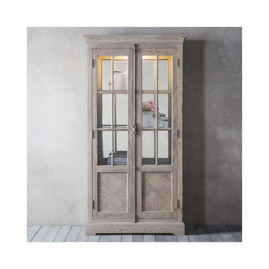 Chevron Light Wood Display Cabinet - Caspian House