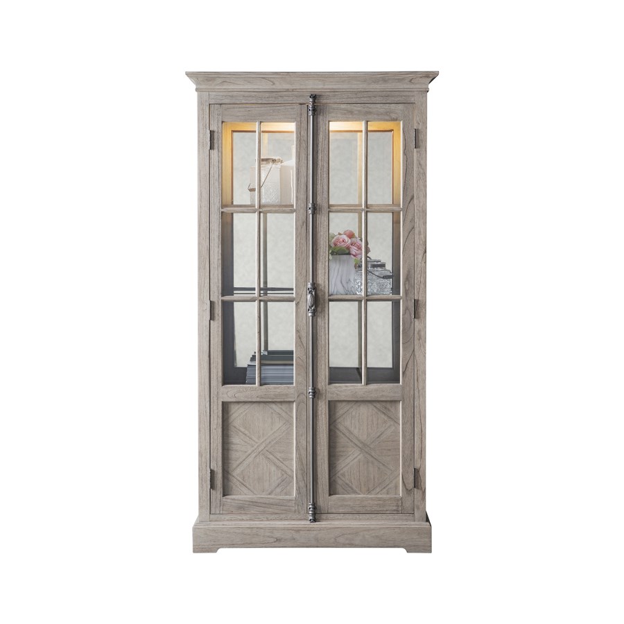 Chevron Light Wood Display Cabinet - Caspian House