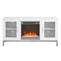 Large White TV Unit with Electric Fire & Storage - Foster - TV's up to 55"