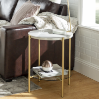 Foster White Marble Side Table with Glass Shelf Foster White Marble Side Table with Glass Shelf