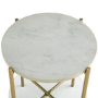 Foster White Marble Side Table with Glass Shelf