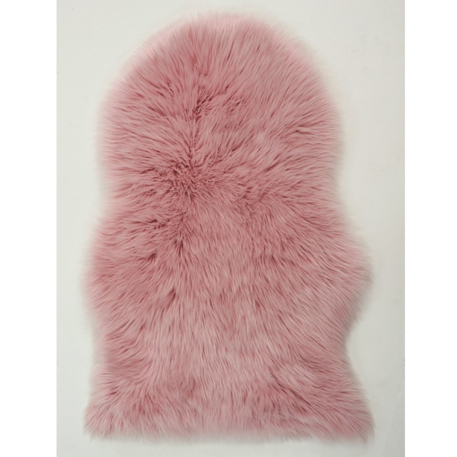 Pink Faux Sheepskin Rug 60x90cm - Flair