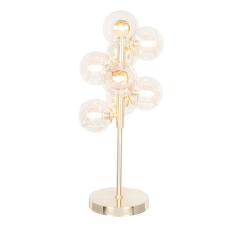 Glass Globe 8 Light Table Lamp with Gold Base