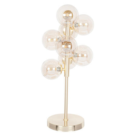 Glass Globe 8 Light Table Lamp with Gold Base