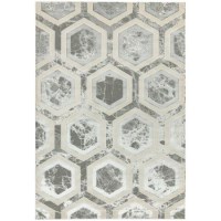 Large Silver Rug with Hexagon Pattern - 200x290cm - Aurora Large Silver Rug with Hexagon Pattern - 200x290cm - Aurora