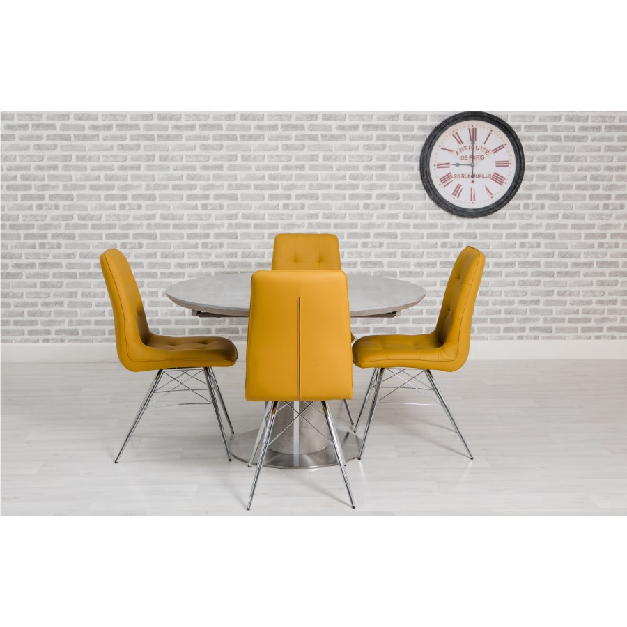 Grey Concrete Effect Round Extendable Dining Table - Seats 4-6 - Etan