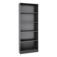 Tall Wide Bookcase  in Black Woodgrain Tall Wide Bookcase  in Black Woodgrain