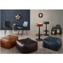 Prussian Blue Leather & Iron Retro Dining Chair