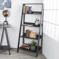 Ladder Bookcase in Black Wood Ladder Bookcase in Black Wood