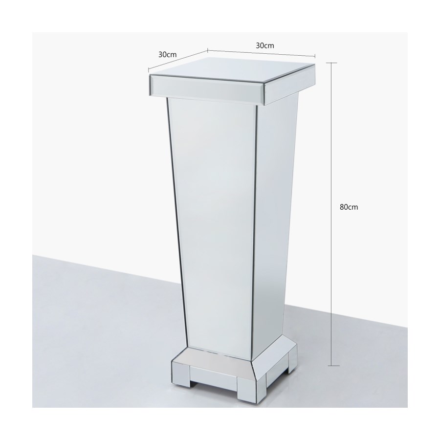 Silver Mirrored Large Lamp Stand - Anais