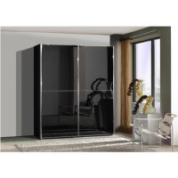 Wiemann Miami 2 Door Sliding Wardrobe in Black Glass - Assembly Included Wiemann Miami 2 Door Sliding Wardrobe in Black Glass - Assembly Included