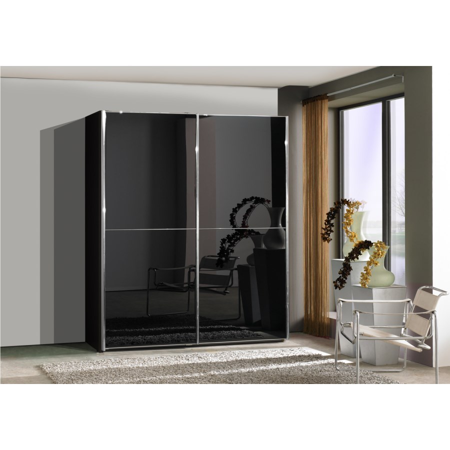Wiemann Miami 2 Door Sliding Wardrobe in Black Glass - Assembly Included