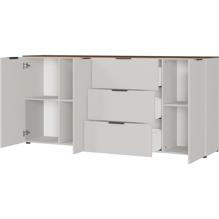 Extra Large White Sideboard with 3 Cupboards & 3 Drawers