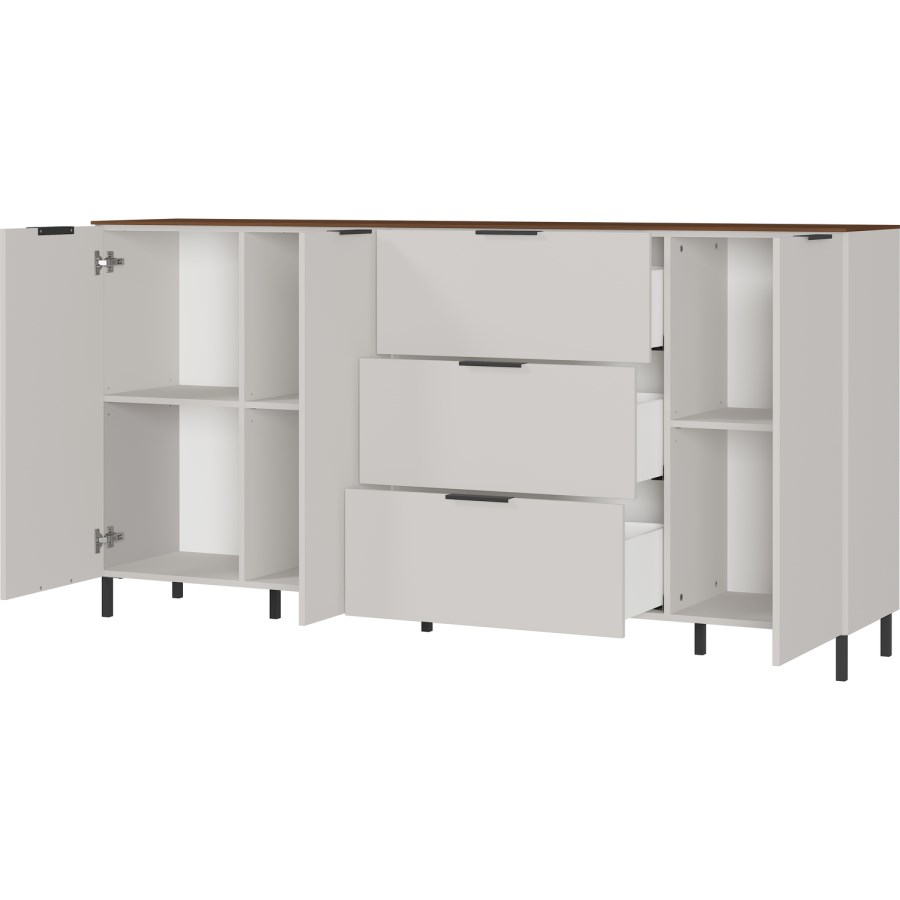 Extra Large White Sideboard with 3 Cupboards & 3 Drawers