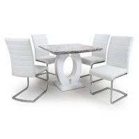 Neptune Square Table with 4 Callisto White Chairs Neptune Square Table with 4 Callisto White Chairs
