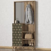 Wooden Tall Hallway Unit with Coat Hooks and Mirror Wooden Tall Hallway Unit with Coat Hooks and Mirror