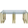 Rectangular Gold Glass Top Nest of 3 Tables - Amelia