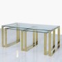 Rectangular Gold Glass Top Nest of 3 Tables - Amelia