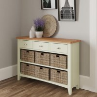 Bourton 3 Drawer 6 Basket Storage Unit in Cream and Light Oak Bourton 3 Drawer 6 Basket Storage Unit in Cream and Light Oak