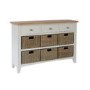 Bourton 3 Drawer 6 Basket Storage Unit in Cream and Light Oak