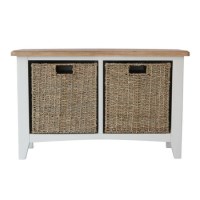 Bourton Hall Bench with Wicker Baskets in Cream and Light Oak Bourton Hall Bench with Wicker Baskets in Cream and Light Oak