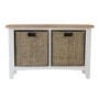 Bourton Hall Bench with Wicker Baskets in Cream and Light Oak