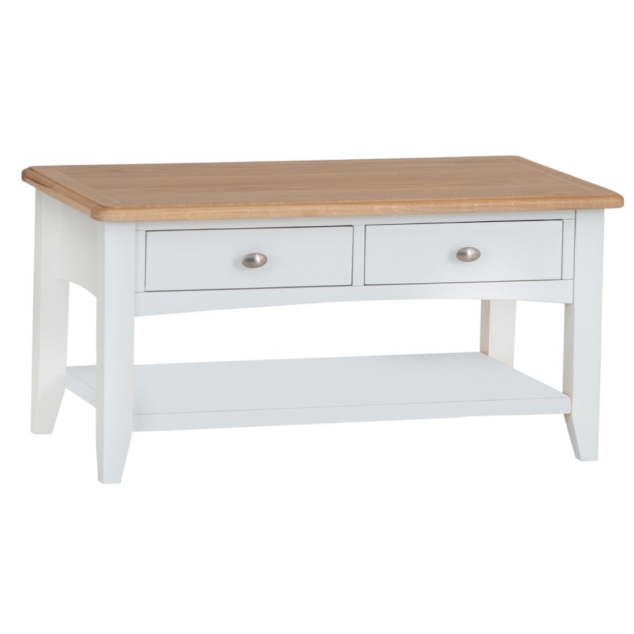 Small Bourton Large Coffee Table in Cream and Light Oak