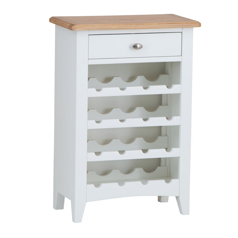 Bourton Wine Cabinet in White and Light Oak