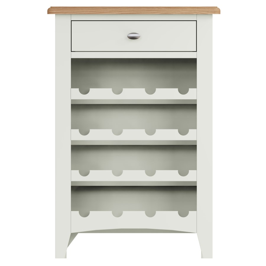 Bourton Wine Cabinet in White and Light Oak
