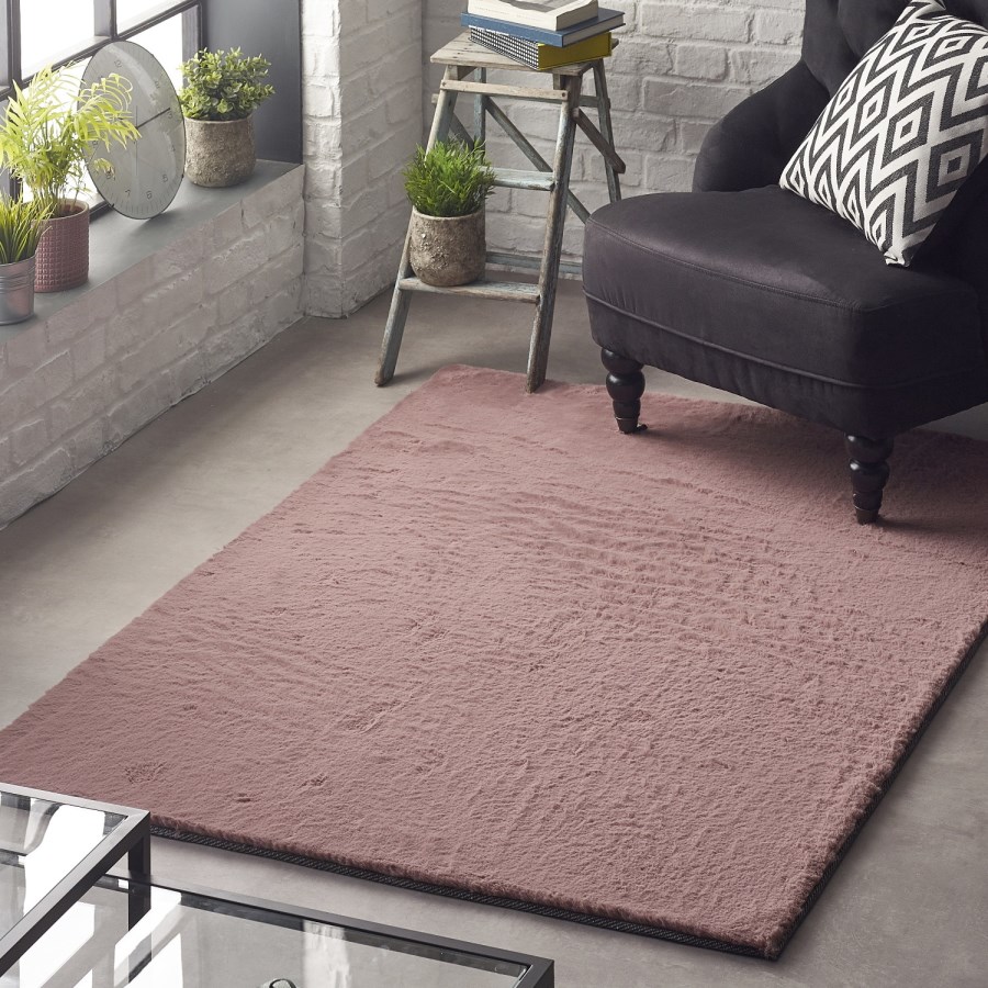 Ripley Lustrous Faux Fur Rug Mink Pink - 170x120cm