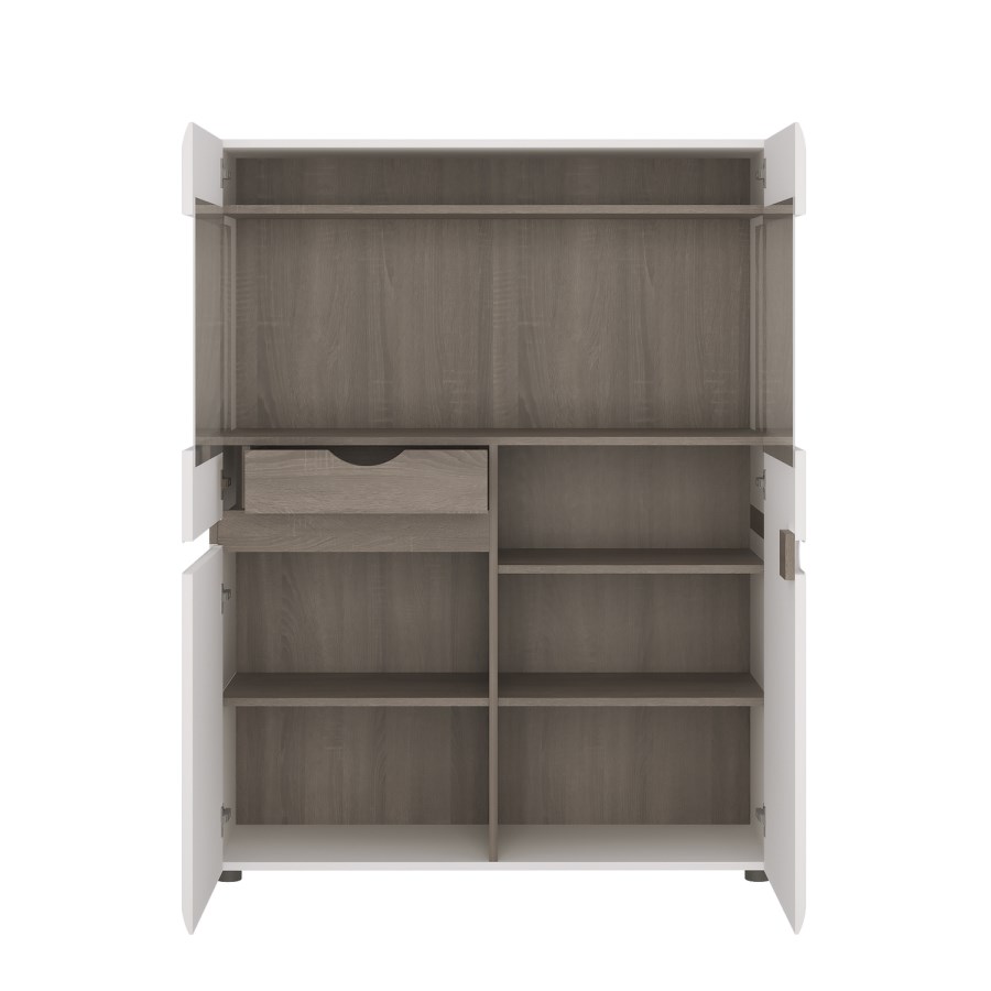 Chelsea White High Gloss & Oak Effect Wide Low Display Unit