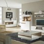 Chelsea White High Gloss & Oak Effect Wide Low Display Unit