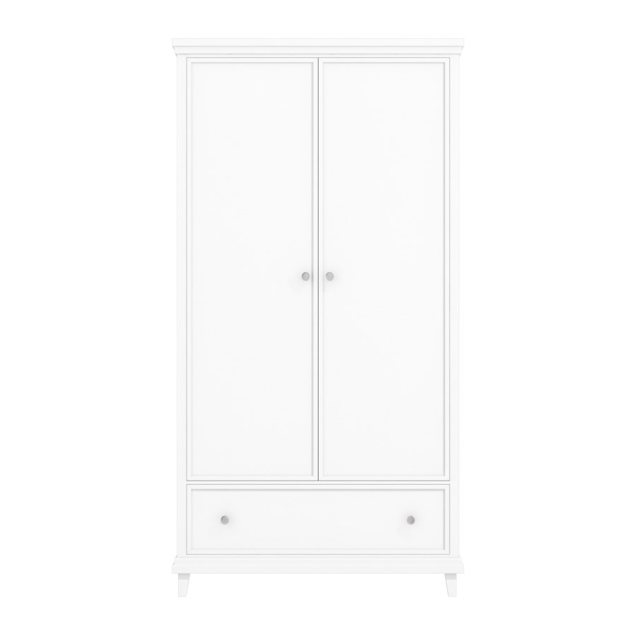 White 2-Door Double Wardrobe with Drawer - Georgia