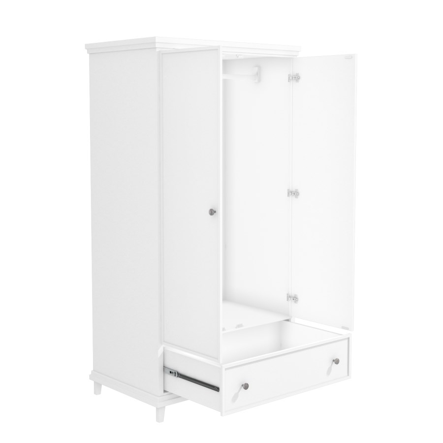 White 2-Door Double Wardrobe with Drawer - Georgia