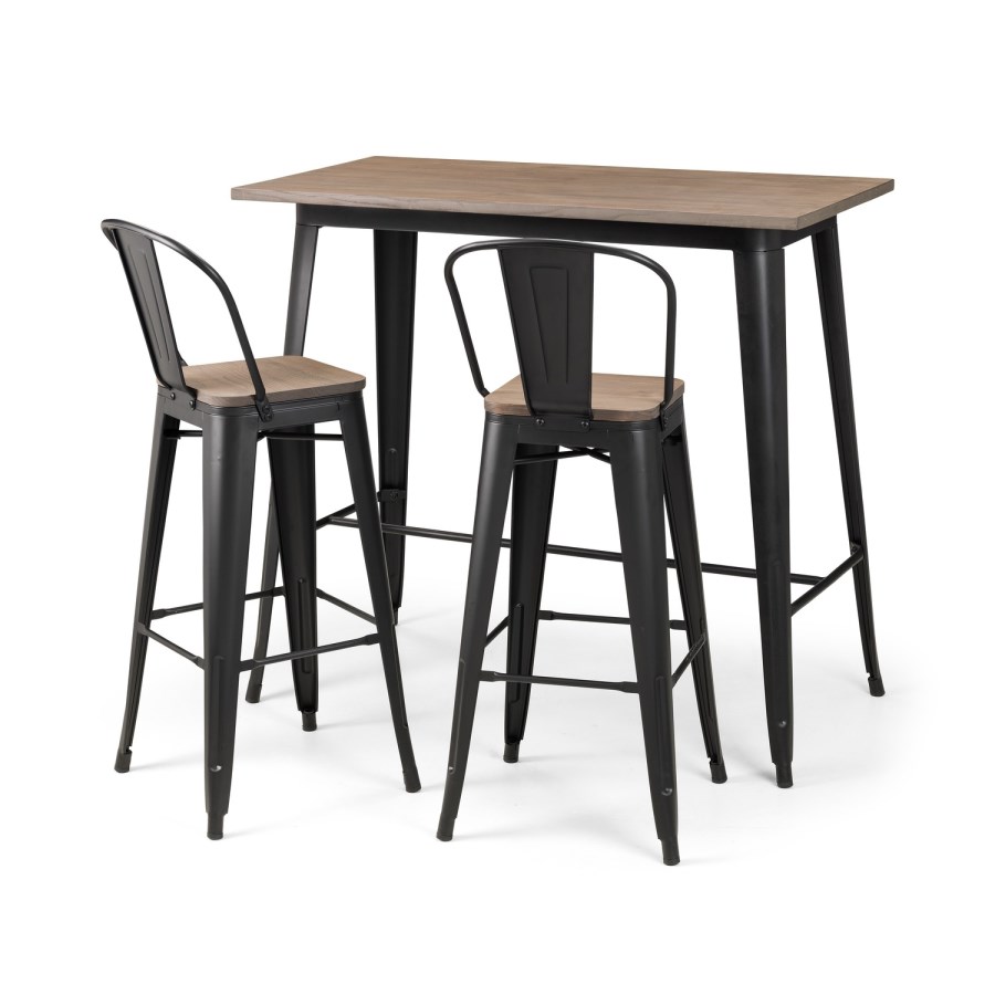 Solid Wood Bar Table and Stools Set - Seats 2 - Grafton