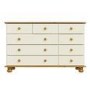 Wide Cream and Pine Chest of 9 Drawers - Hamilton