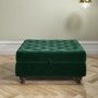 Dark Green Ottoman Storage Footstool - Buttoned - Inez