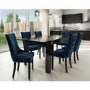 Pair of Navy Blue Velvet Dining Chairs with Buttoned Back - Jade Boutique
