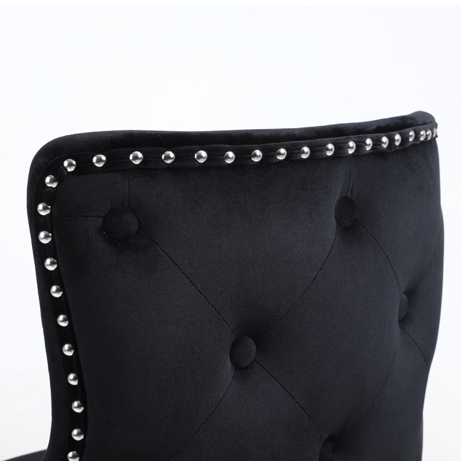 Black Velvet Swivel Bar Stool - Height Adjustable - Jade Boutique