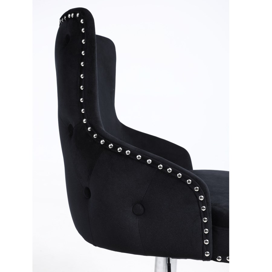 Black Velvet Swivel Bar Stool - Height Adjustable - Jade Boutique