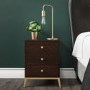Mango Wood Chevron 3 Drawer Bedside Table with Legs - Jude