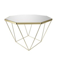 Mirrored Coffee Table with Gold Base - Kendra Mirrored Coffee Table with Gold Base - Kendra