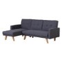 3 Seater Left Hand Facing Click-Clack Chaise Sofa Bed in Grey Fabric