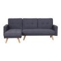 3 Seater Left Hand Facing Click-Clack Chaise Sofa Bed in Grey Fabric