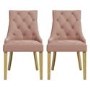 GRADE A1 - Kaylee Luxury Pink Pair of Button Dining Chairs with Oak Legs